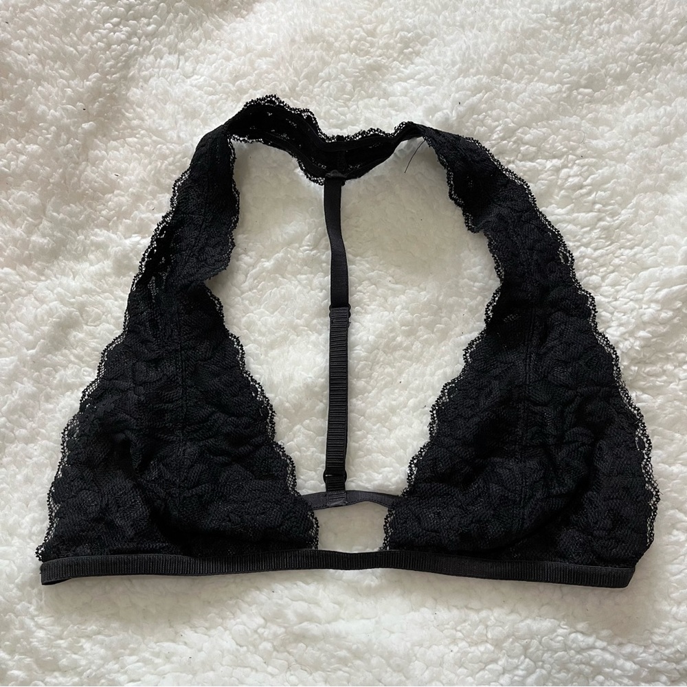 Intimately Free People Lace Bralette Lightly Lined Wireless Black Small